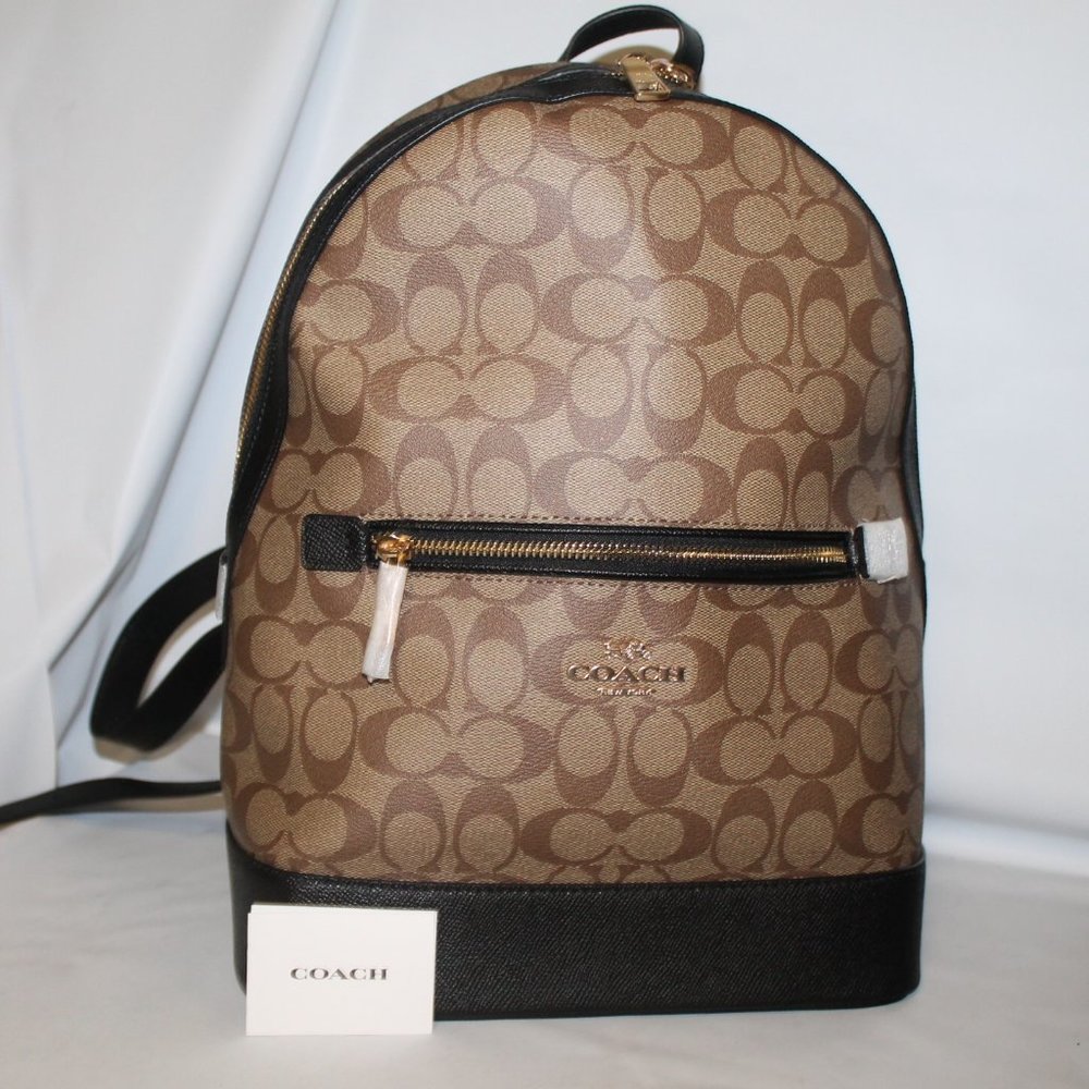 Coach Kenley Brown H2179 Signature Coated Canvas Backpack Bag Purse Handbag
